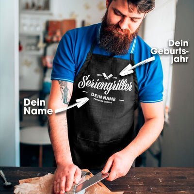 Grillmeister Grillschürze "Seriengriller" mit individuellem Namen & Geburtsjahr